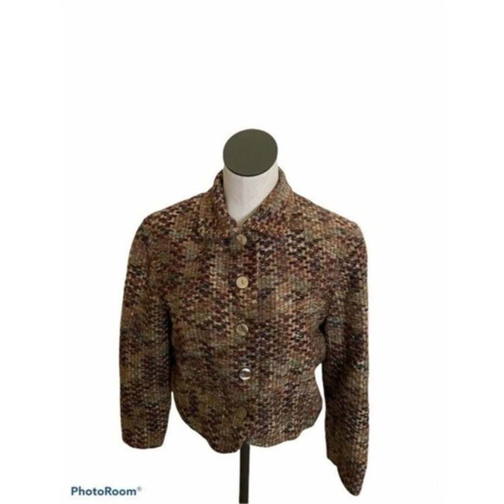Emil Rutenberg Womens Jacket Multicolor Marled Collar Long Sleeve Buttons XS